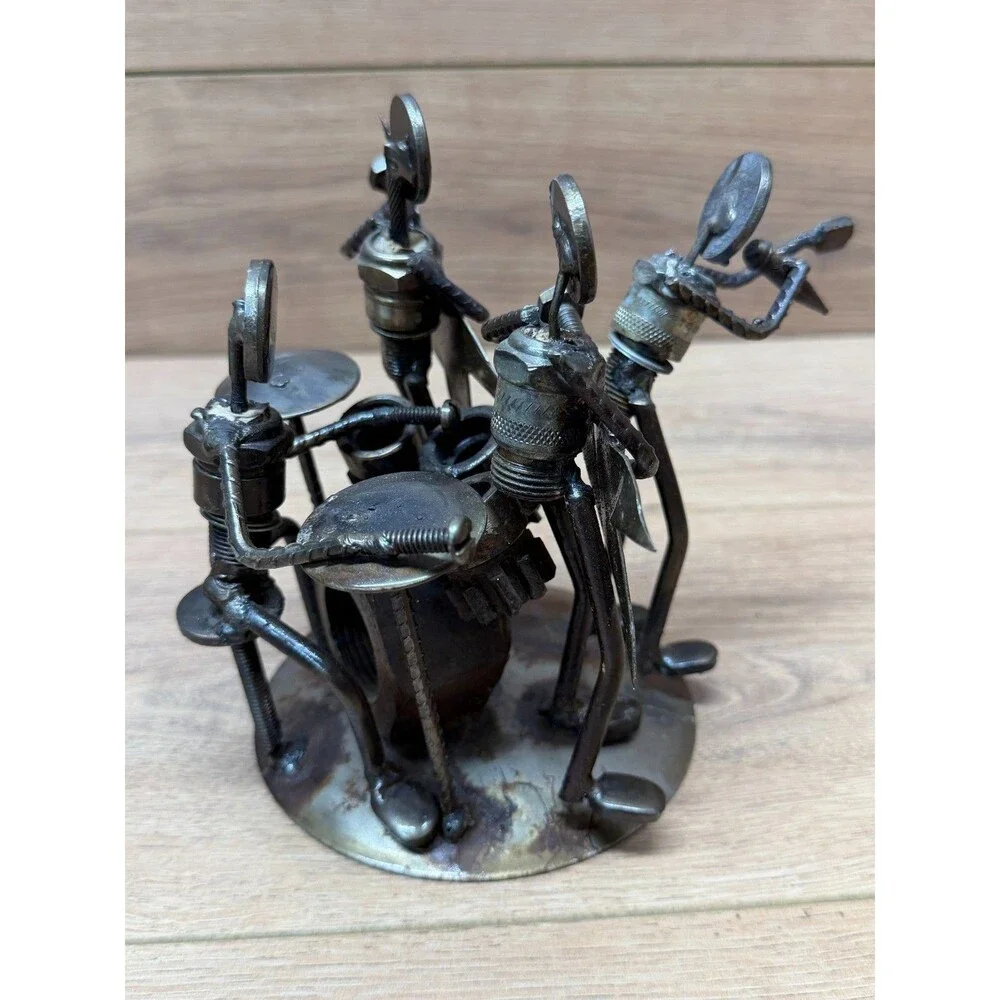 Metal Nuts and Bolts 4 Piece Rock Band Sculpture Figurine Steampunk